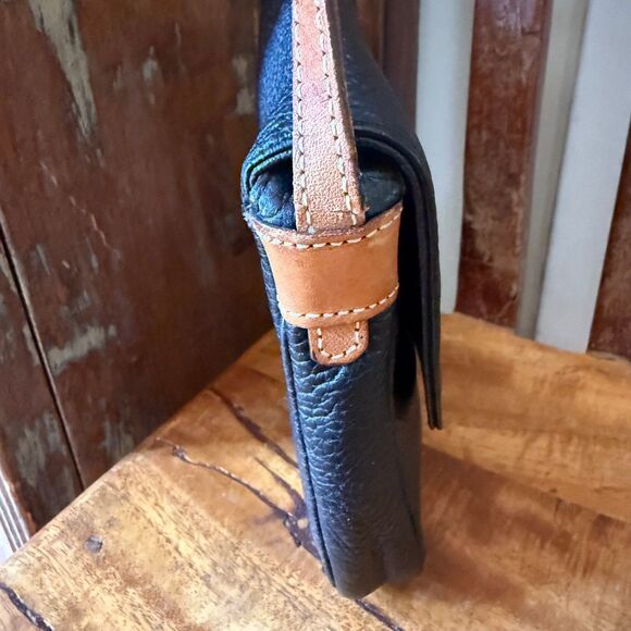 Vintage Courreges Paris Mini Crossbody Bag Black and Tan Leather - Picture 4 of 12